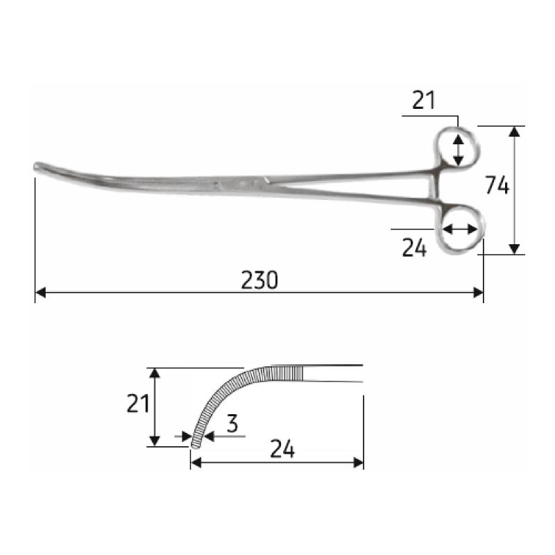 Затискач судинний та препарувальний Mixter 23 cм, J-17-248. Surgicon